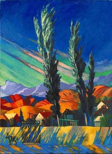 Варзобские тополя. Х/м. 75х54,5, 2012 г.