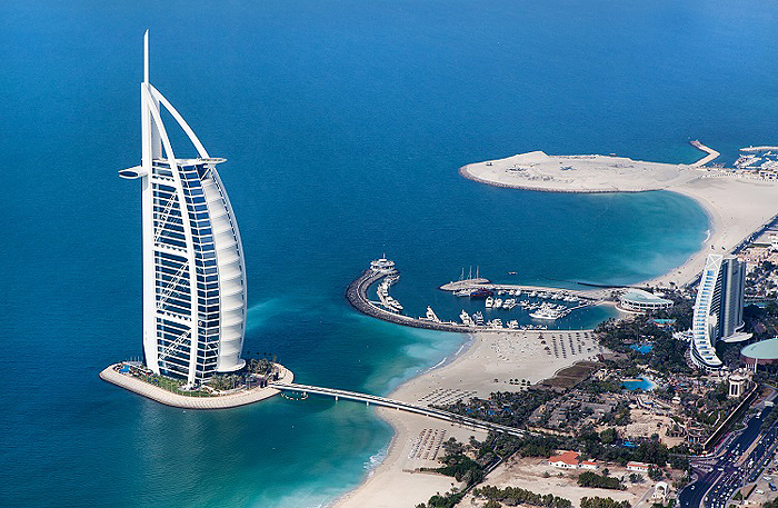 Dubai, UAE. Burj Al Arab from above